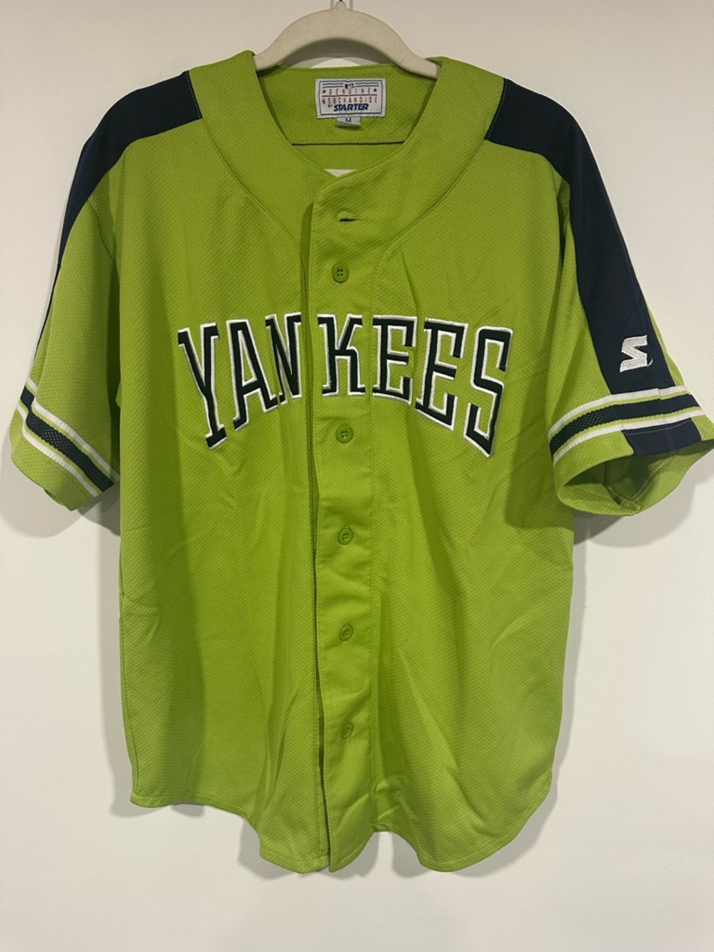 Vintage 90’s Starter MLB New York Yankees Lime Green Jersey Size M
